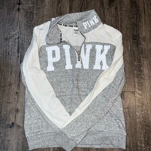 Victoria's Secret PINK Gray and White Zip-Up